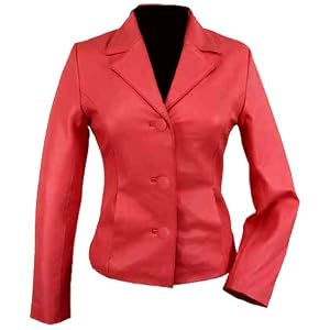 Buy 3 Button Ladies Short Blazer In Lipstick Red by USA Leather