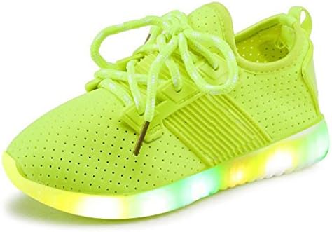 Boys Girls summer shoes lightweight sports shoes LED lights glowing sports shoes (Toddler 11.5M, Yellow)
