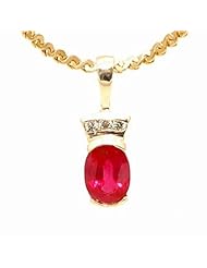14K Yellow Gold Ruby and Diamond Pendant -- LIFETIME WARRANTY