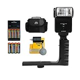 Cameta Digital Slave Flash + Sunpak Grip + Case + Accessory Kit for Nikon Coolpix, Canon PowerShot, Panasonic Lumix, Fuji FinePix, Kodak EasyShare, Pentax Optio, Samsung, GE, Casio Exilim, Sony Cyber-Shot and Olympus Stylus Cameras
