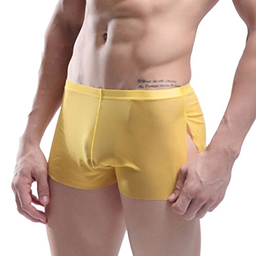 HP95(TM)Men s Bikini Underwear, Sexy Boxer Shorts Briefs Trunks Style Underpants (XL, Yellow)