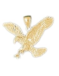 Dazzlers Solid 14k Gold Flying Eagle Charm Pendant Available in three colors from jewelsberry (weights: 6.3 grams only)