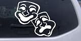 Drama Theater Masks Decal Car Window Wall Laptop Decal Sticker -- White 6in X 5.3in