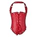 MUKA Red Steel Bone Buckles Underbust Fashion Corset Top, Waist Training Cincher