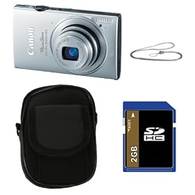 Canon PowerShot ELPH 320 HS 16.1 MP Wi-Fi Enabled CMOS Digital Camera Bundle with Canon Metal Neck Strap, Carrying Bag & 2 GB SD Card