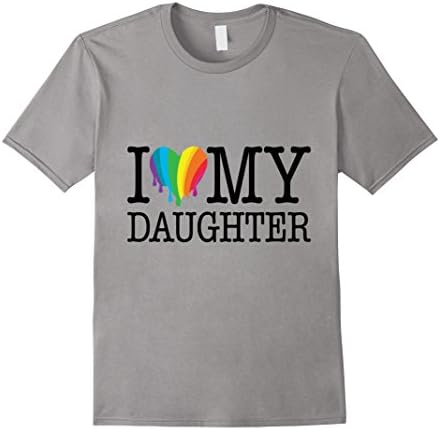 Men's Rainbow Heart I Love My Daughter T-Shirt Gay Pride Apparel Medium Slate