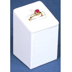 White Faux Leather Ring Stand Showcase Display 2.75"