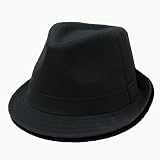 DKY Basic Polyester Woven Fedora Hats - (3 Different Colors), S-M, Black