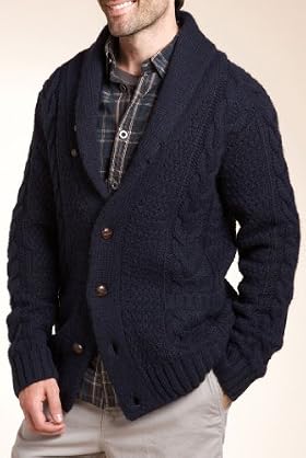 North Coast Shawl Collar Cable Knit Cardigan with Lambswool [T30-4421N-S]