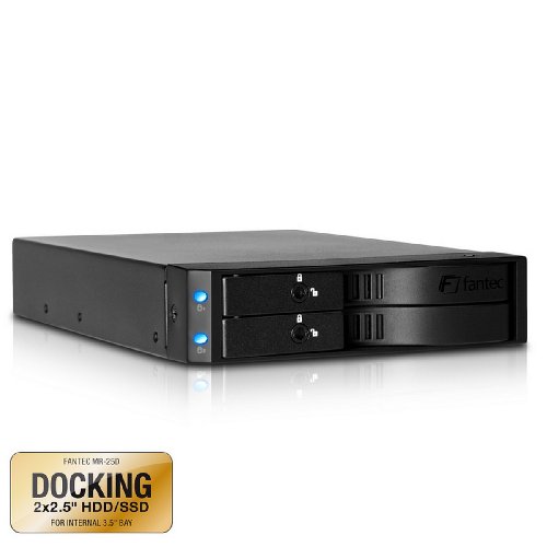 Fantec MR-25D tr&auml;gerlos SATA Wechselrahmen f&uuml;r 6,4 cm (2,5 Zoll) externe HDD oder SSD-Festplatten schwarz