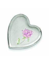 Genuine .925 Sterling Silver 24mm Polished Brushed Enamel Rose Heart Slide Locket 5.1 Grams. 100% Satisfaction Guaranteed.
