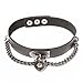 Gothic Style Faux Leather Collar Choker Necklace with Heart Lock Dangle Pendant