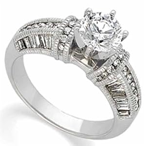 14Kt White Gold Ladies Diamond Engagement Ring, Semi-Mount (Center stone is not included)