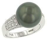 11mm Tahitian Southsea Pearl Ring with Pave Diamond Sides Diamond .30cttw