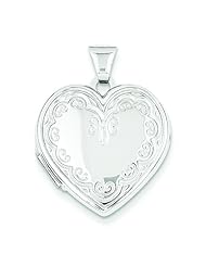 14K White Gold Heart Locket Photo Pendant Jewelry |B