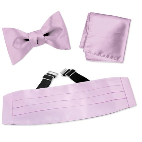 Men's Freestyle Silk Bow Tie and Cummerbund Set by Elite Solid in Your Choice of Color