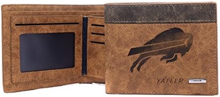 AYHENG Buffalo Bills Logo Embossed Leather Bifold Billfold Wallet
