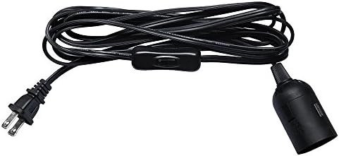 Westronix Hanging Light Bulb Cord with E26 Socket and Switch 12 Feet Long Cable (Black)