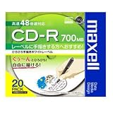 マクセル データ用 CD-R 700MB ひろびろ手描きホワイトレーベル 20枚パック インクジェット非対応 CDR700S.WWH.S1P20S