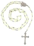 Glow in the Dark Oval Link Rosary with 8x5mm Beads - 26in. Rosary Necklace - 31in. Overall Length