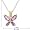 Yellow Gold Overlay Sterling Silver Amethyst & Diamond Accent Butterfly Pendant, 18"