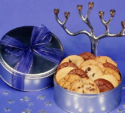 Chip-N-Dough Festival of Lights Cookie Tin - 32 Large Gourmet Cookies by Cookie Doughs