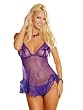Peekaboo Sheer Babydoll With Matching Thong Womens Sexy Purple Lingerie