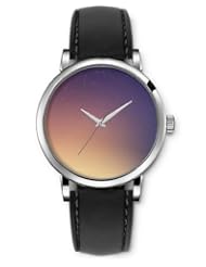 SPRAWL Aanalog Fashion Series Silver Ladies Watches of Genuine Black Leather Strap,Unique Wrist Watch for Women Girls Designed with Sky of stars in a twilight
