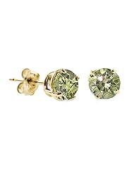 1 CT Yellow Diamond Stud Earrings 14k Gold (I1-I2 Clarity)