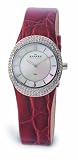 Skagen Ladies two hand quartz analogue, mother of pearl dial, red strap watch