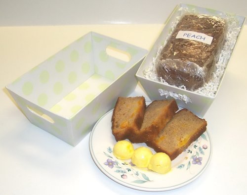 Scott's Cakes Peach Bread in a Green Poke-A-Dot Tray by Scott's Cakes
