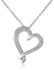 Sterling Silver with Diamond-Accent Heart Pendant Necklace (0.10 cttw, I-J Color, I2-I3 Clarity), 18"