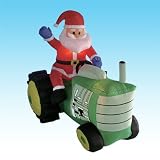 5 Foot Long Christmas Inflatable Santa Claus Driving a Tractor