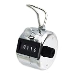 Chrome Tally Counter - Thumb Button & Finger Ring - 4 Digit