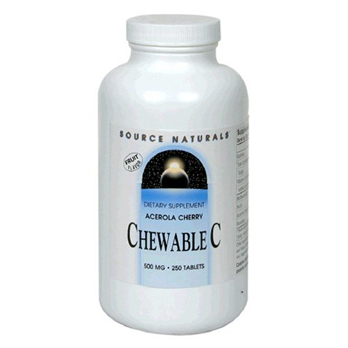 Source Naturals Vitamin C Acerola Chewable with Bioflavonoids 500mg, 250 Tablets (Pack of 2)