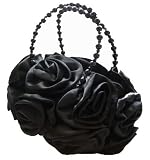 Satin Silk Rose Flower Wedding Evening Handbag Party Clutch