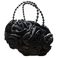 Satin Silk Rose Flower Wedding Evening Handbag Party Clutch