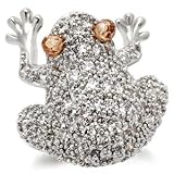 Silver Tone Pave CZ Frog Ring