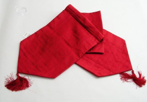 Table Runner, Red Color Tailored Center Pleated w/Tassels 13x72 inches