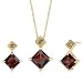 Jewelry : Lavish and Graceful 2.75 cts Princess Cut Garnet Diamond Pendant Earrings Set 14Kt Yellow Gold