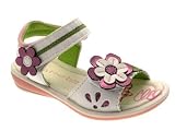 CHATTERBOX GIRLS KIDS WHITE SANDALS OPEN TOE FLOWER VELCRO SHOES FAUX LEATHER 7-12 junior