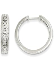 14k White Gold Diamond Hinged Hoop Earrings