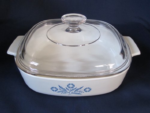 1950s Vintage Corning Ware Cornflower Blue Casserole Skillet w/ Lid (8 x 8 x 1 3/4
