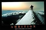 (24x36) Ambition Climbing the Mountain Peak Motivational Art Print Poster