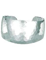 Silver Rhodium Plated Polish 23-47mm Graduated Hammered Cuff Bangle