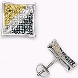 Solid 14K White Gold Micro Pav� .50 Carat Diagonal Genuine Diamond Earrings