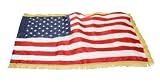 3X5' Nylon American Flag, Sewn Stripes, Embroidered Stars, Pole Sleeve with Gold Fringe - Quinn Flags Brand