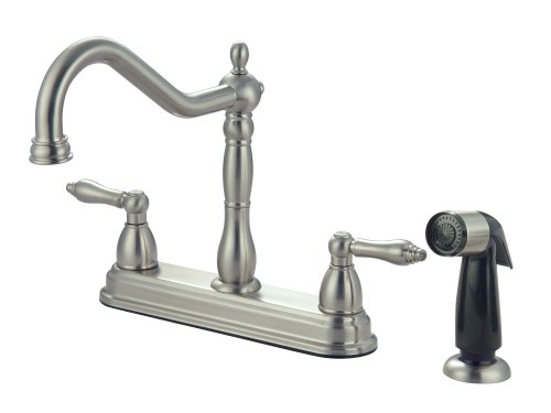 Buy Ultra Hardware Tajo Double-Handle Centerset Kitchen Faucet with Side Sprayer, Satin Nickel #27525