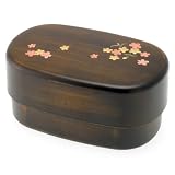 Kotobuki 2-Tiered Bento Box, Woodgrain/Cherry (Sakura) Blossom