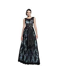 A-line Floor Length Keyhole Beaded Lace Evening Dress/Prom Dress/Wedding Party Dress  With a Ribbon 
